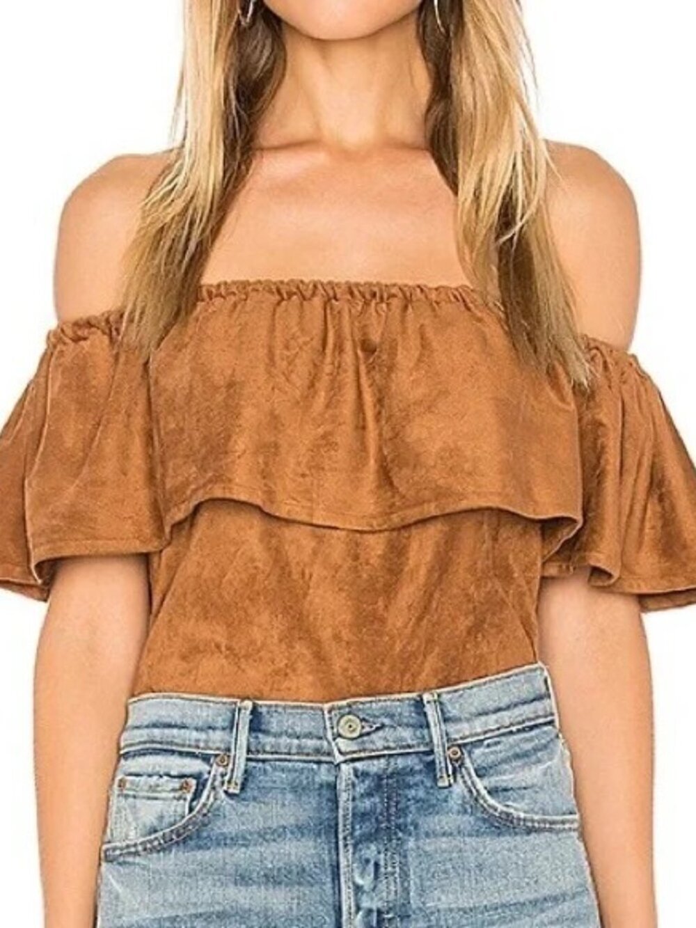 Cupcakes & Cashmere Faux Suede Crop Top